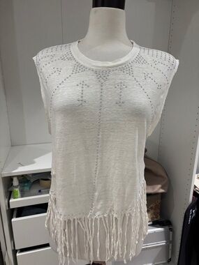 Rebecca Minkoff Cream Crop Top with Silver Studs